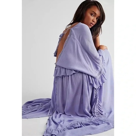 New Free People Paradiso Lace Maxi Dress Purple Small - Picture 4 of 13